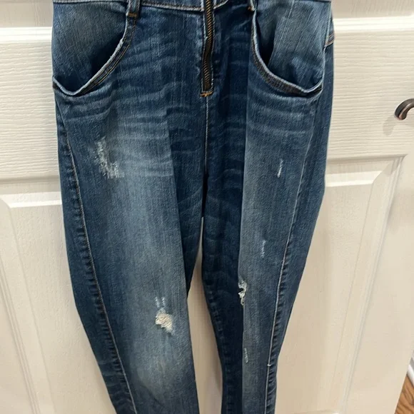 Guess Jeans Jumpsuit Halter Neck Low Back Cargo Faded Navy gently used - Picture 5 of 9